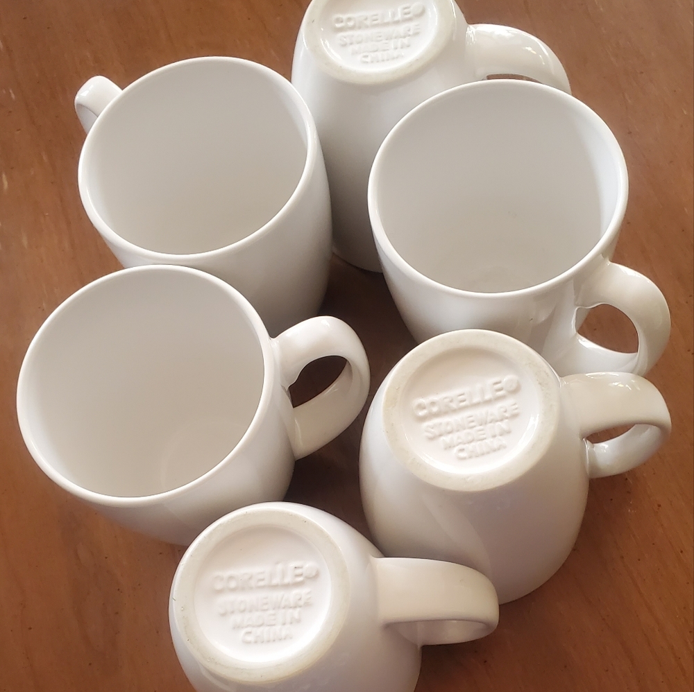 Set of 6 Corelle stoneware coffee mugs